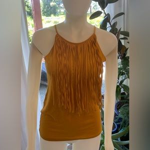 🆕Zara Sz S Trafaluc Mustard Fringe Tank Top